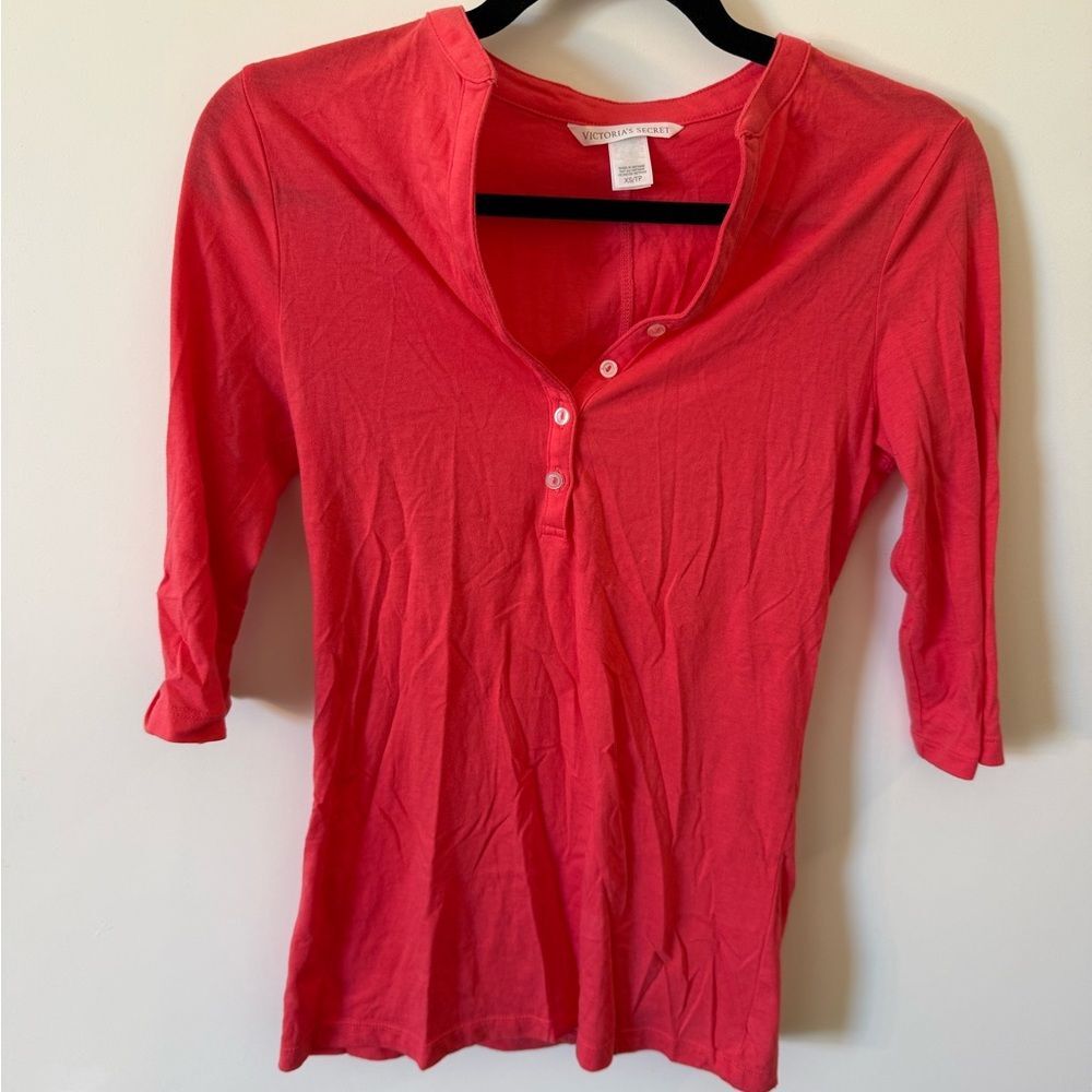 Victoria's Secret Pink Long Sleeve Henley Top
